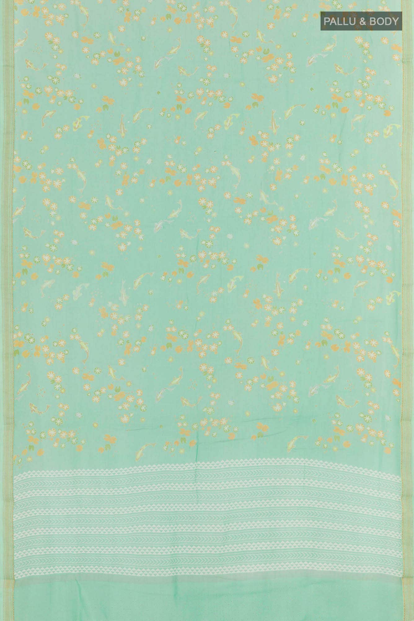 Sea Green Blended Maheshwari Silk Cotton Saree