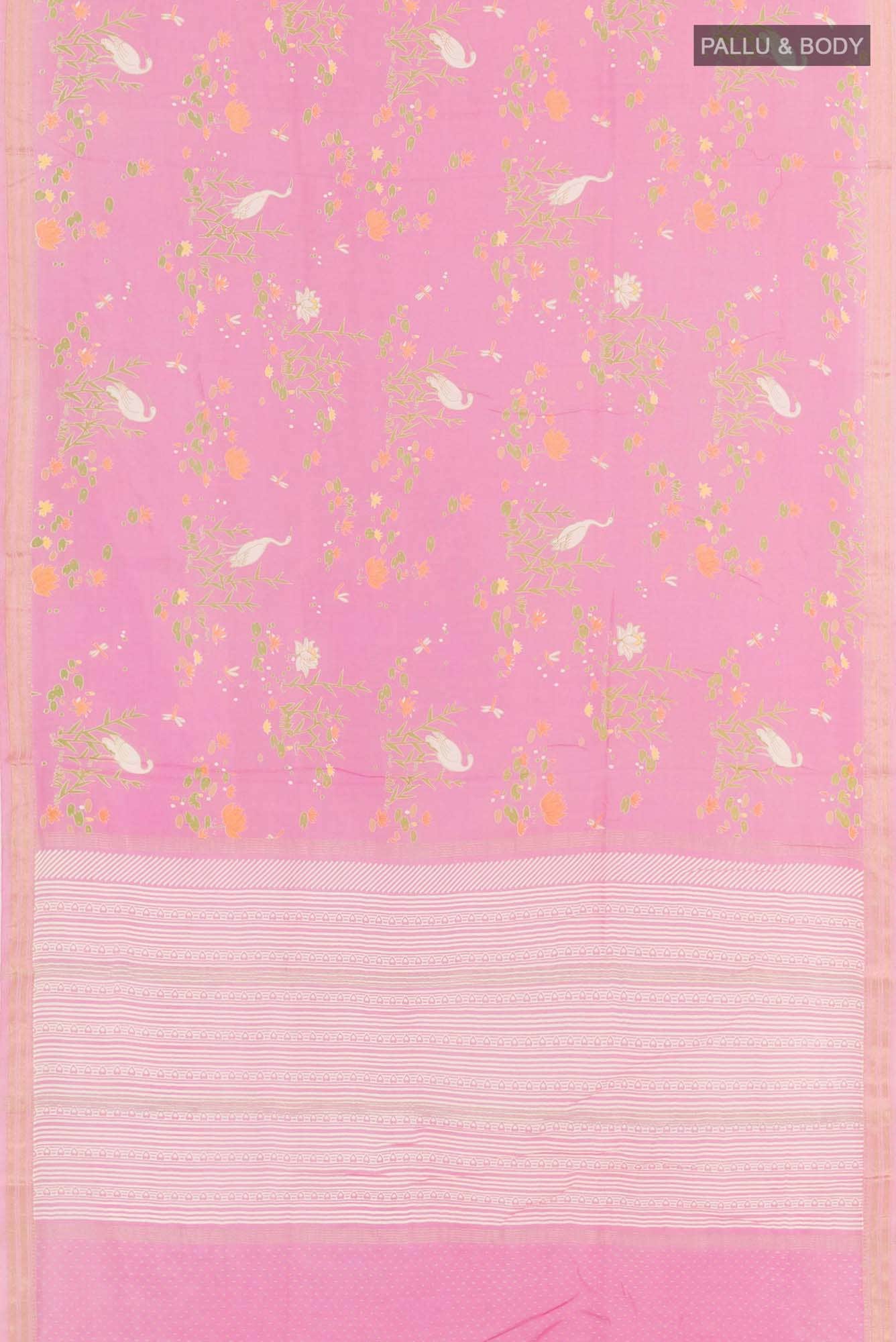 Pink Blended Maheshwari Silk Cotton Saree