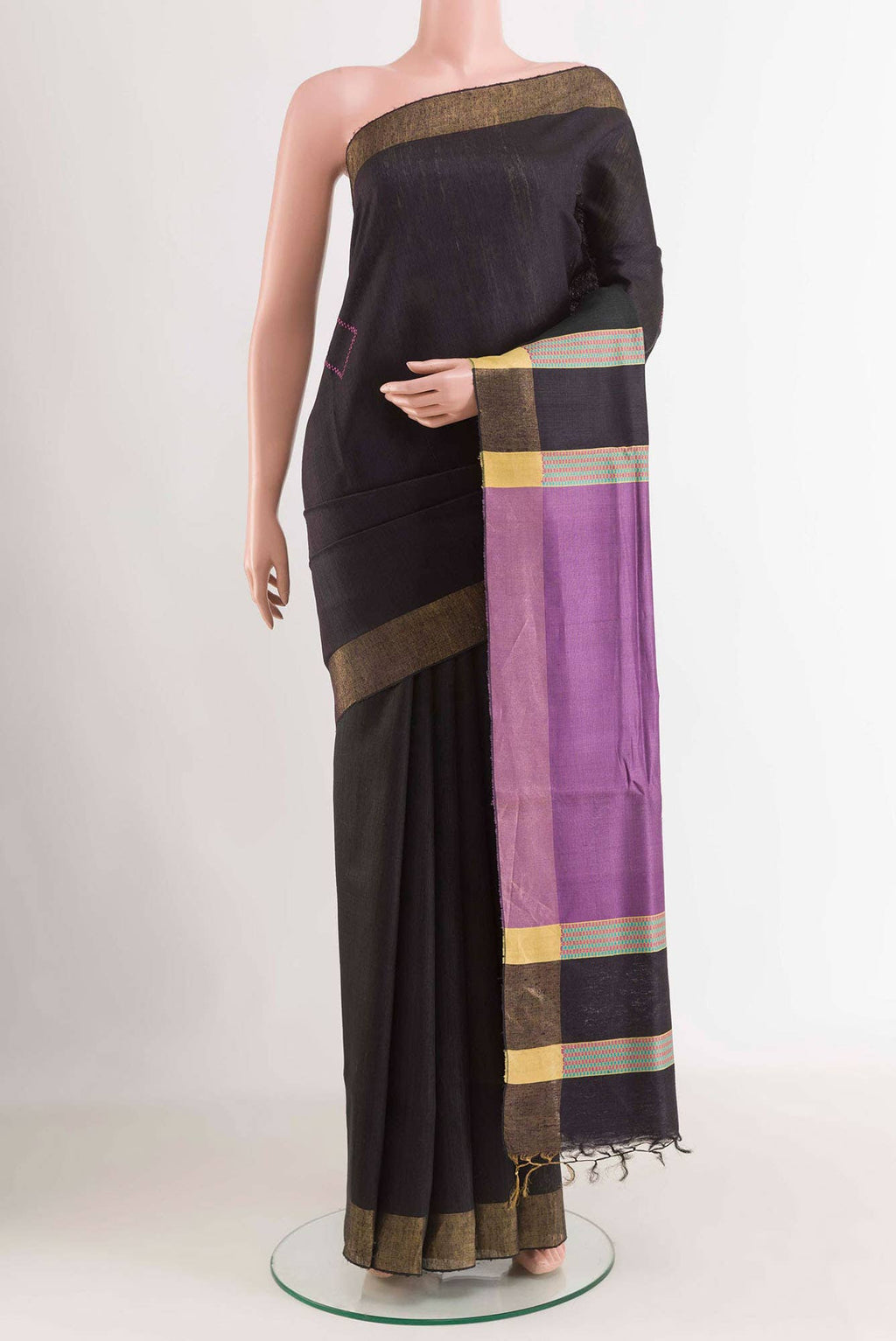 Black Tussar Silk Saree
