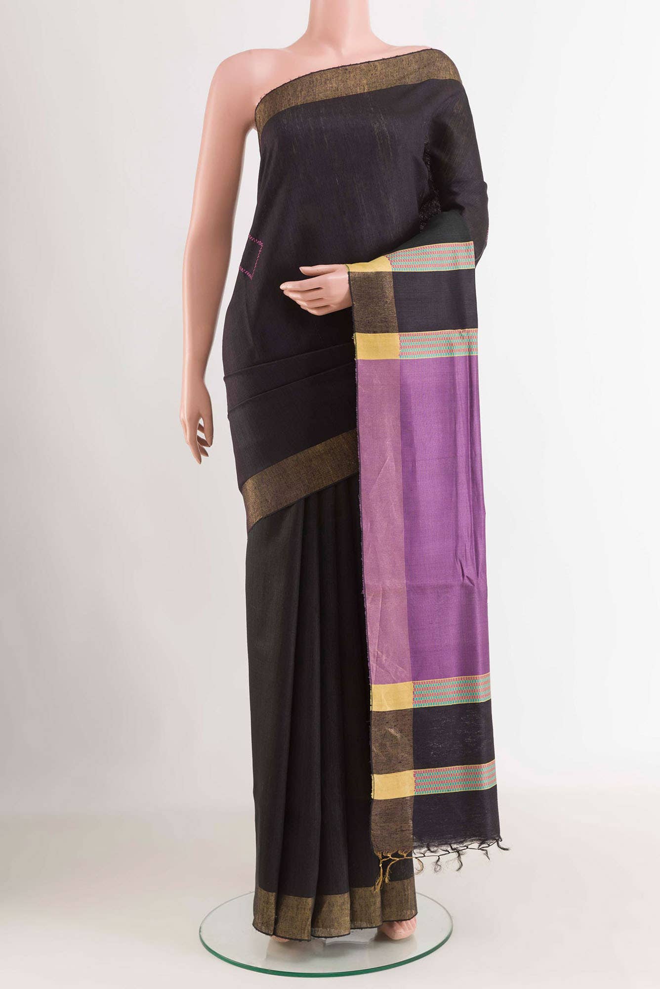 Black Tussar Silk Saree