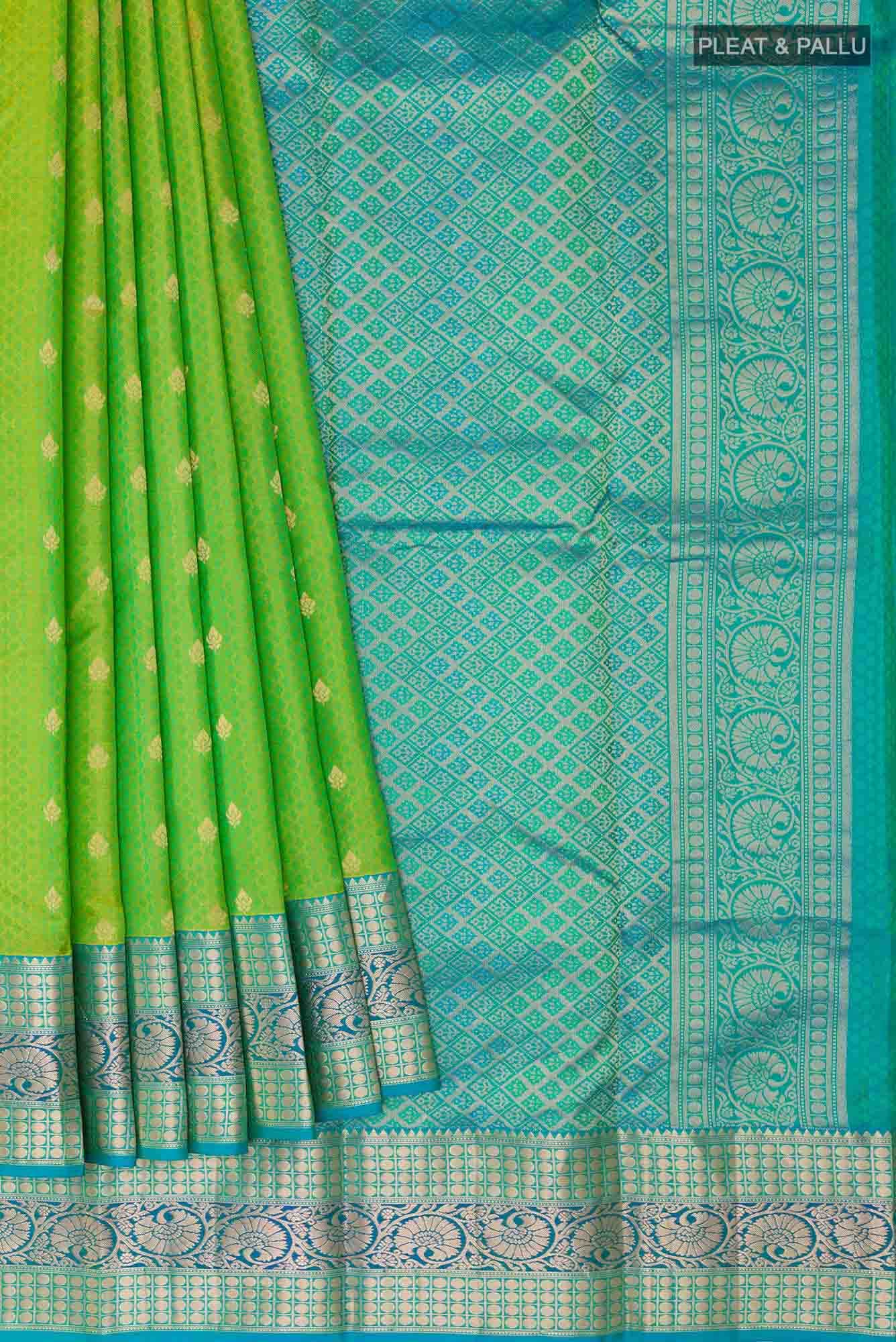 Parrot Green Kanchipuram Silk Saree