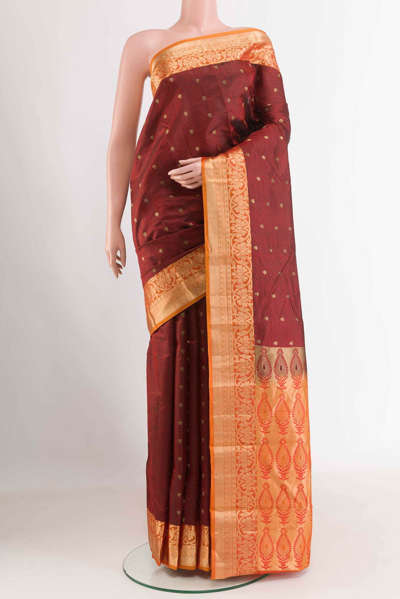 Maroon Kanchipuram Silk Saree