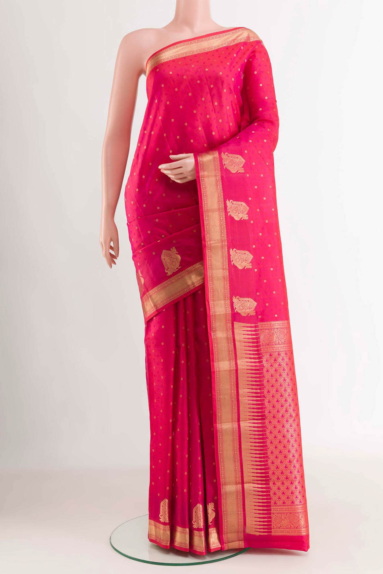 Dark Pink Kanchipuram Silk Saree