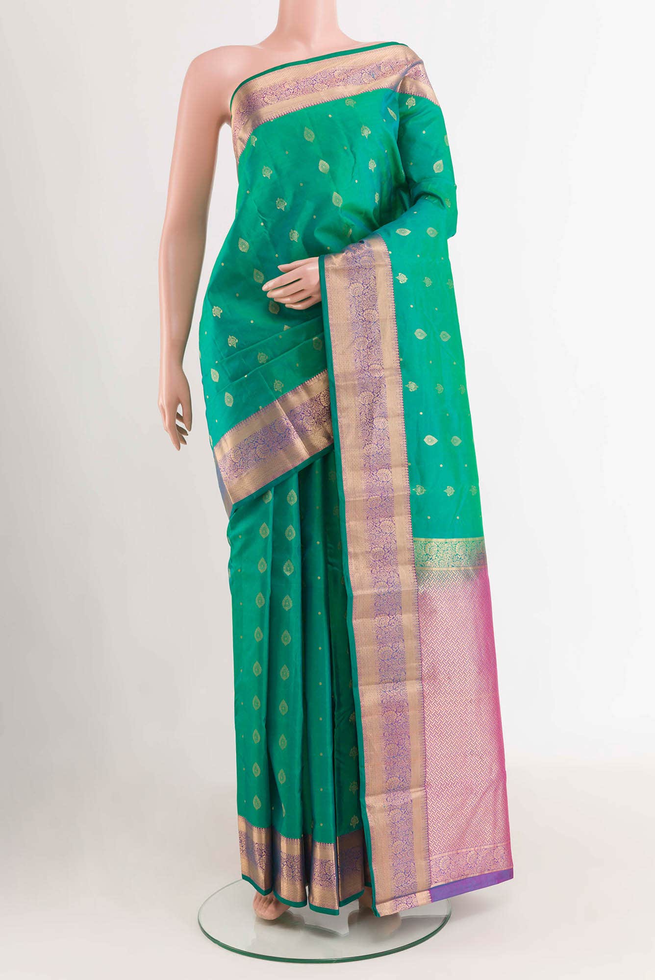 Green Dual Tone Kanchipuram Silk Saree