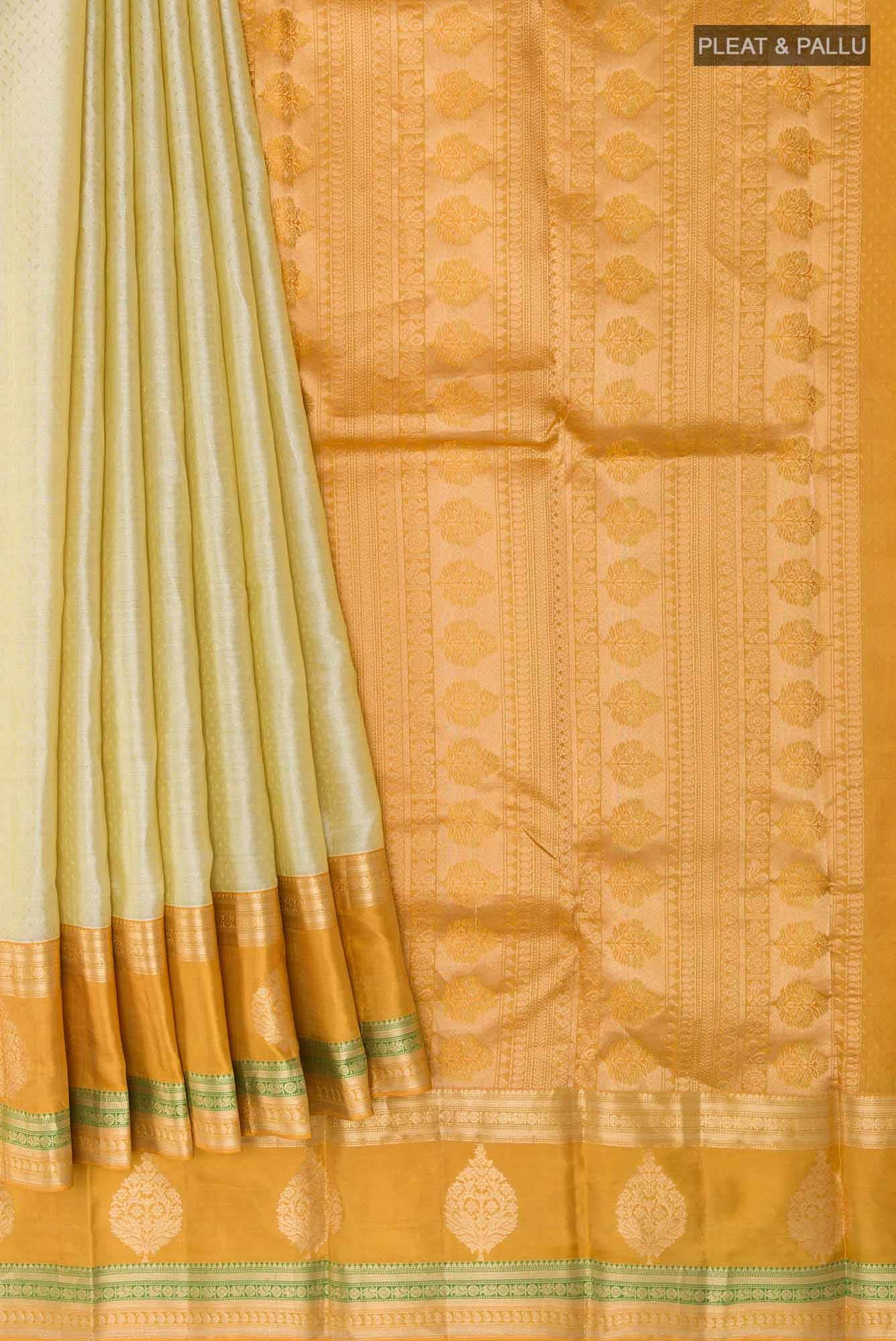 Beige Kanchipuram Silk Saree
