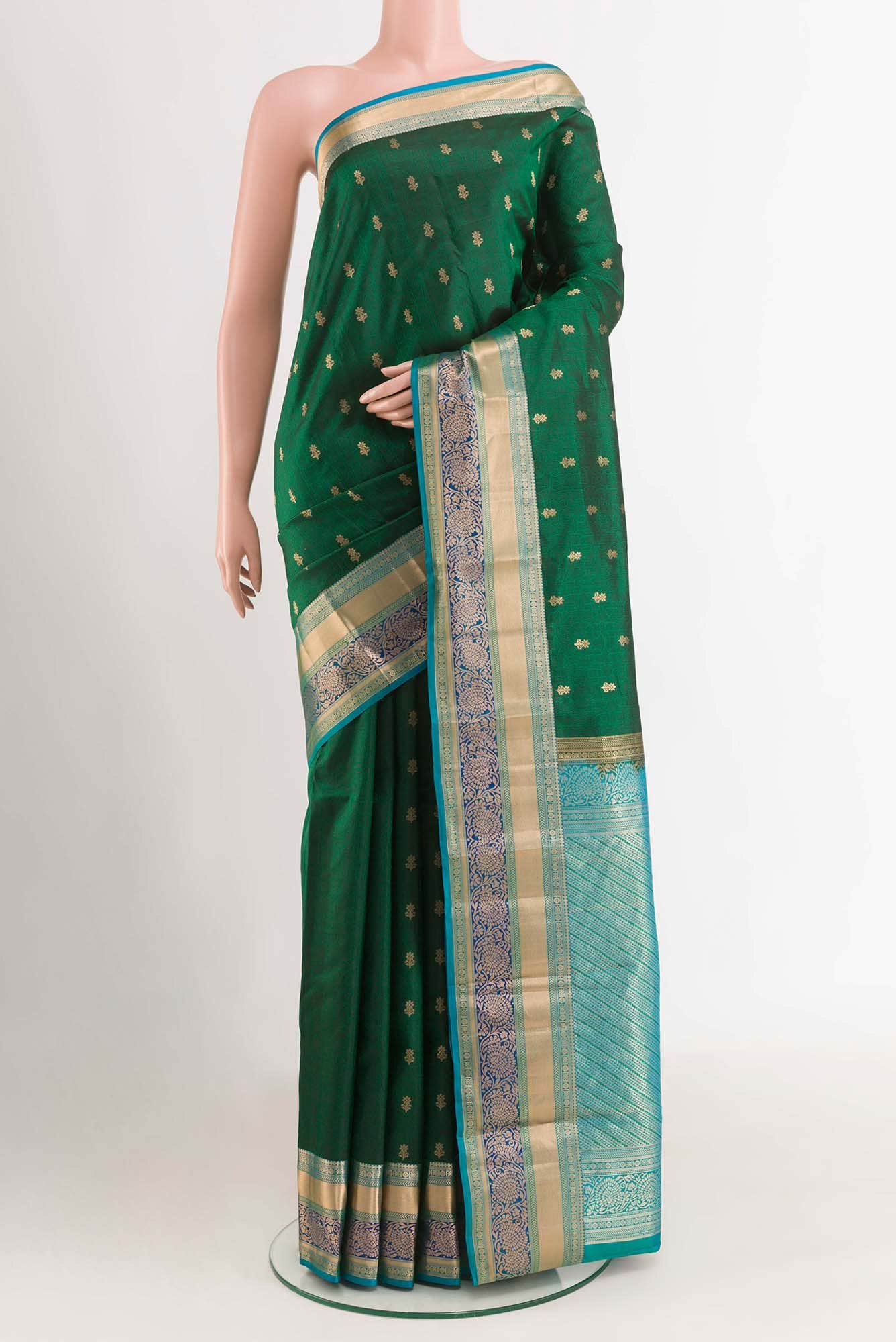 Green Dual Tone Kanchipuram Silk Saree