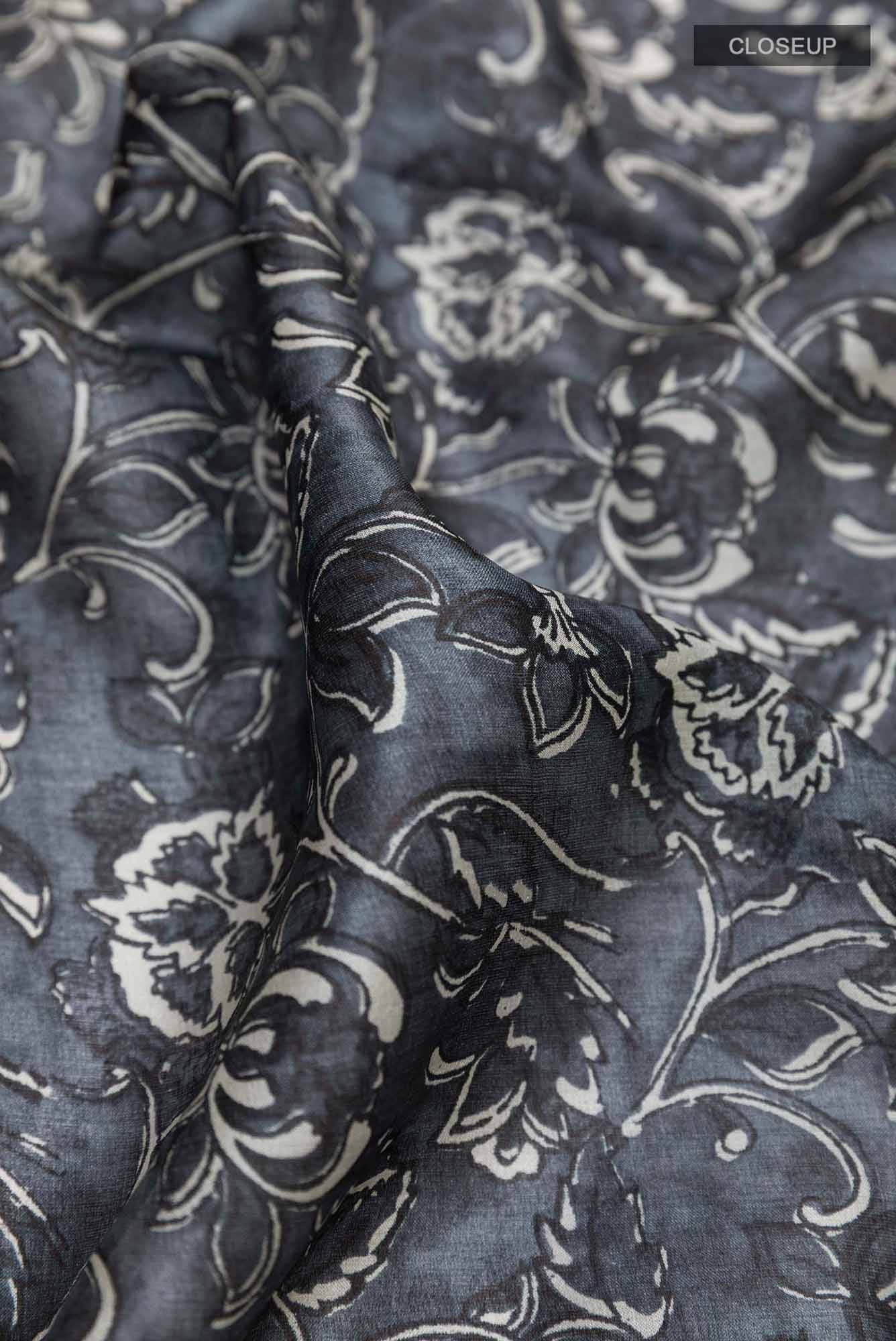 Black Tussar Silk Saree
