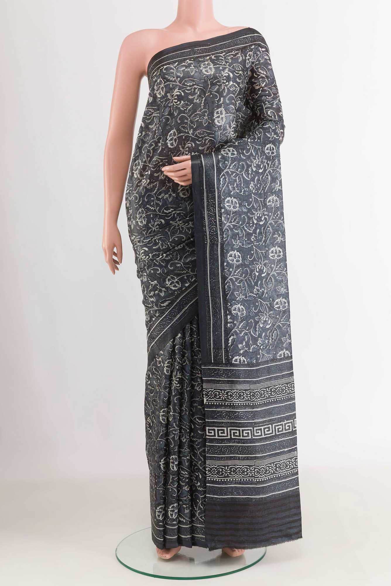 Black Tussar Silk Saree