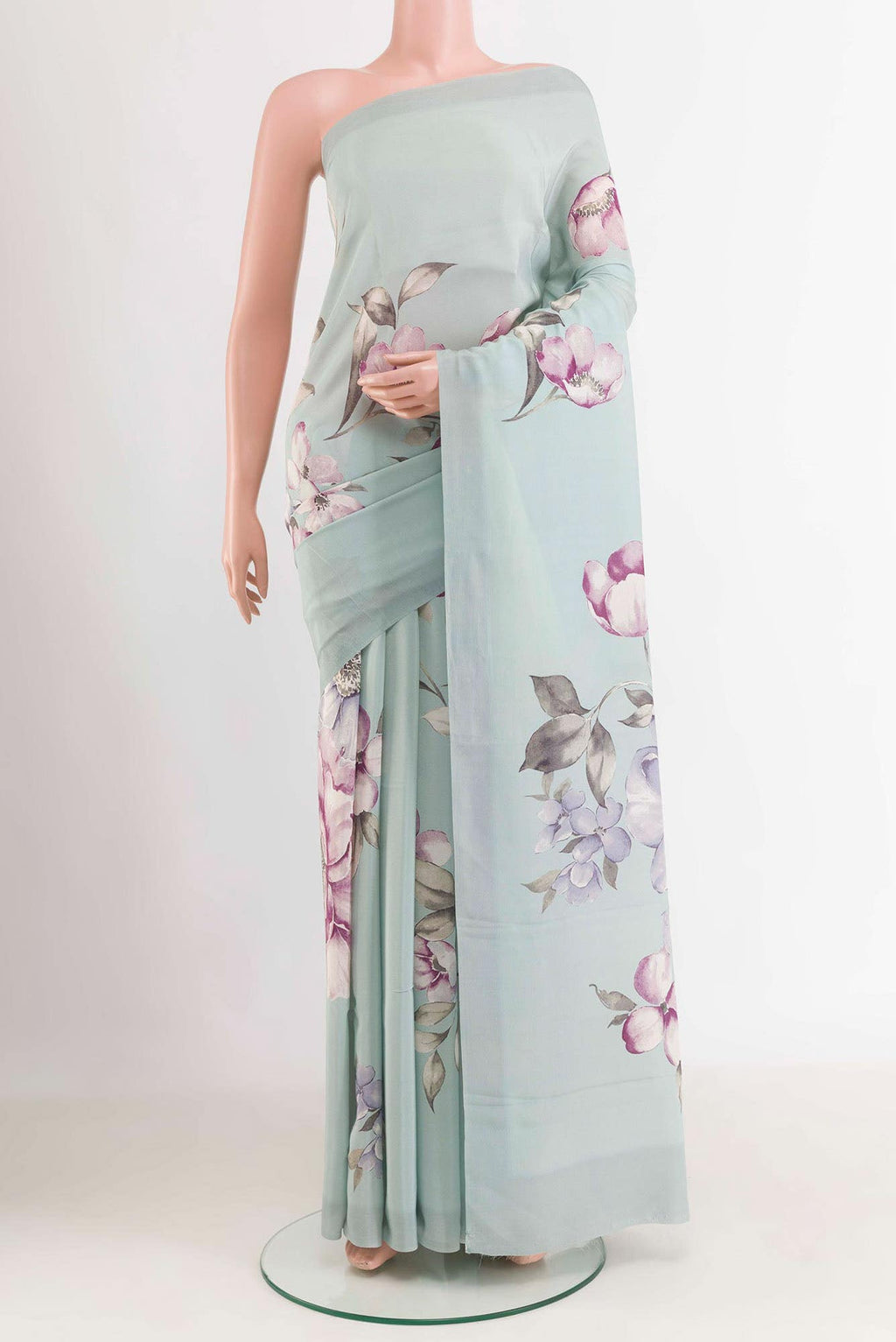Light Blue Crepe Saree