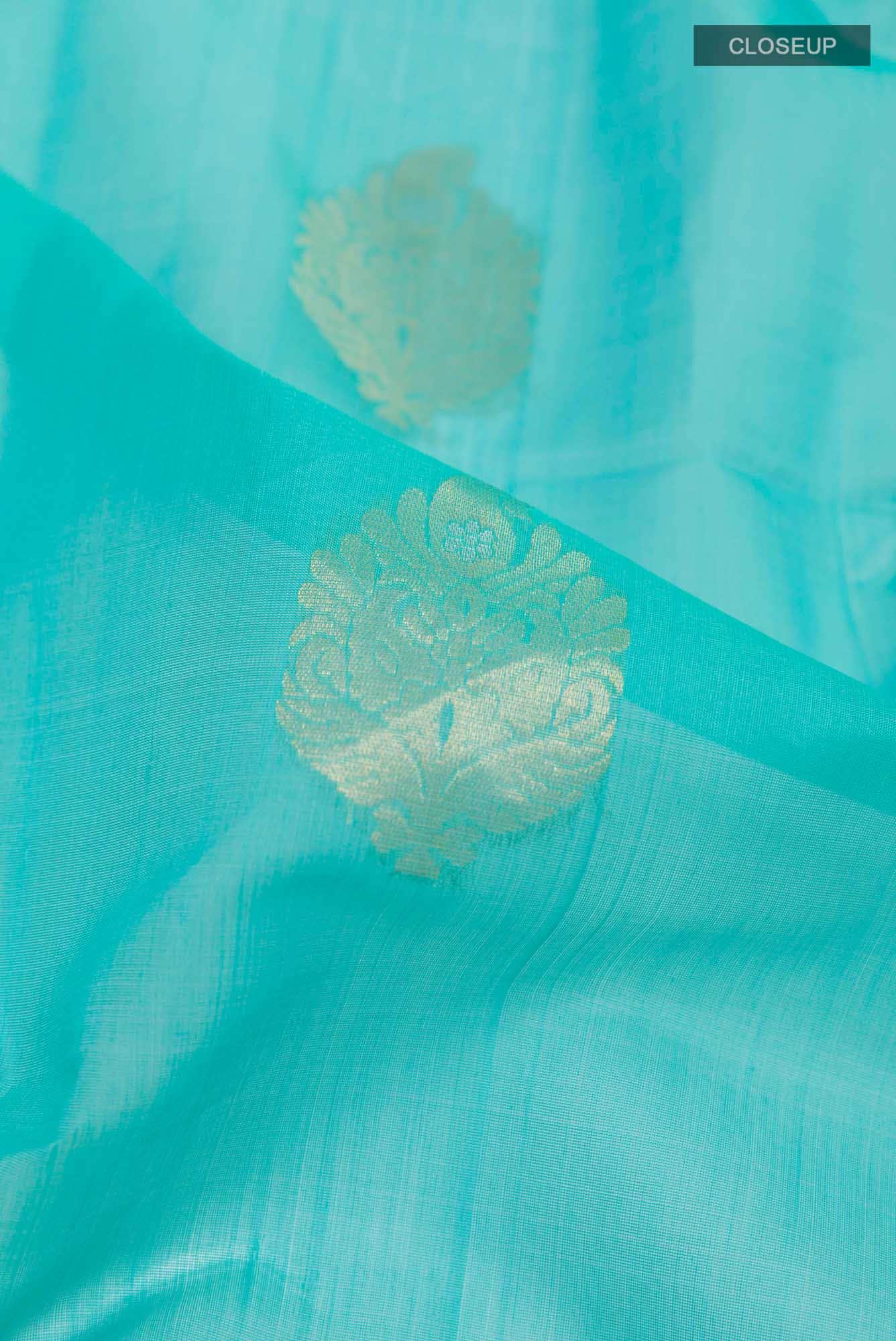 Sky Blue Blended Kora Silk Saree