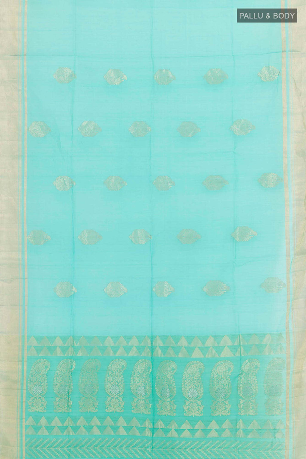 Sky Blue Blended Kora Silk Saree