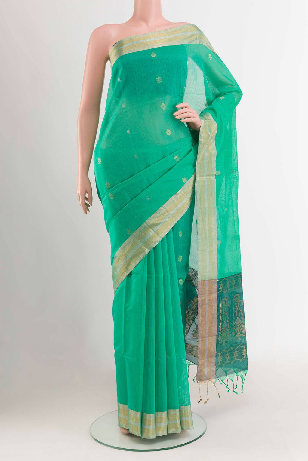 Green Blended Kora Silk Saree