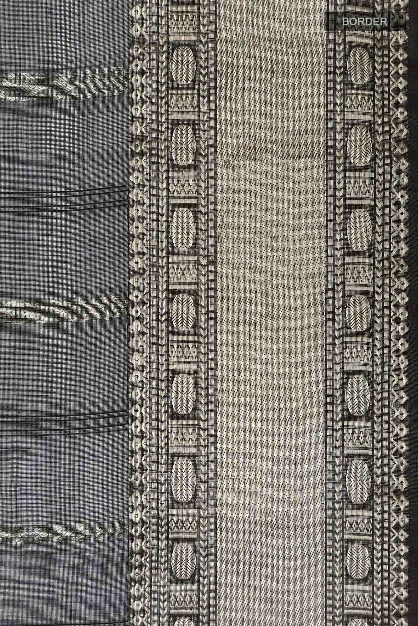 Black Blended Kora Silk Saree