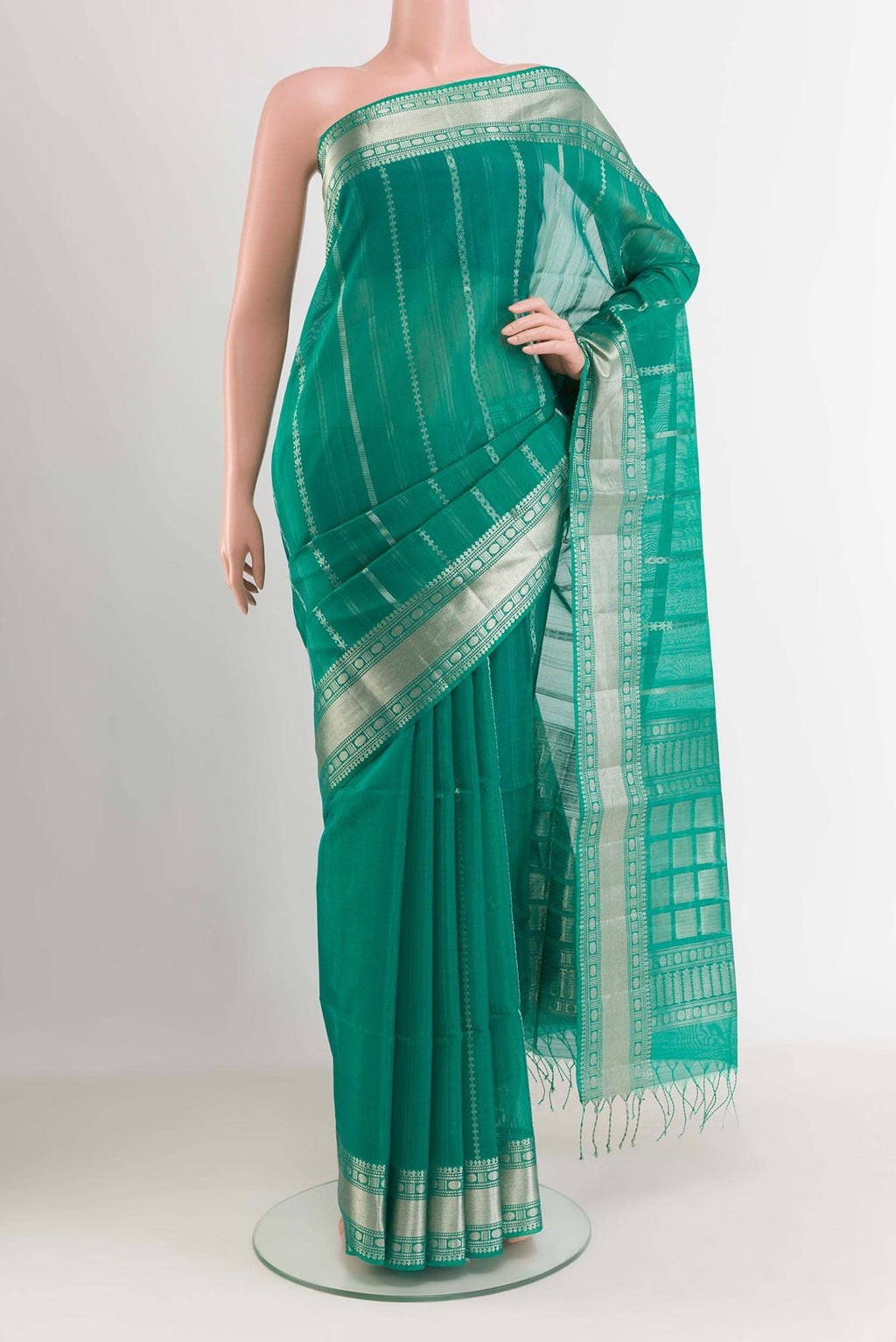 Green Blended Kora Silk Saree