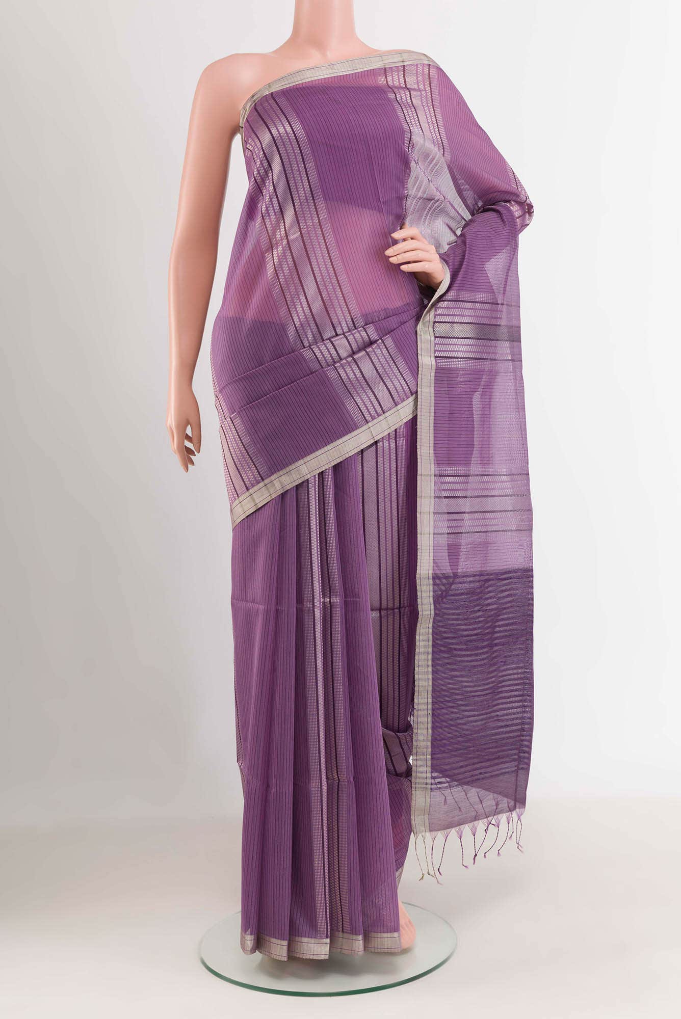 Purple Blended Kora Silk Saree