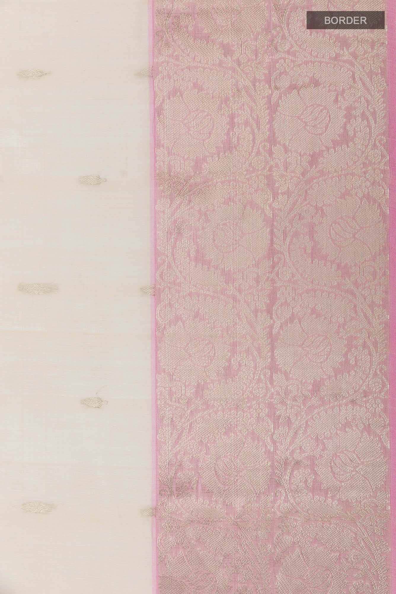 White Blended Kora Silk Saree