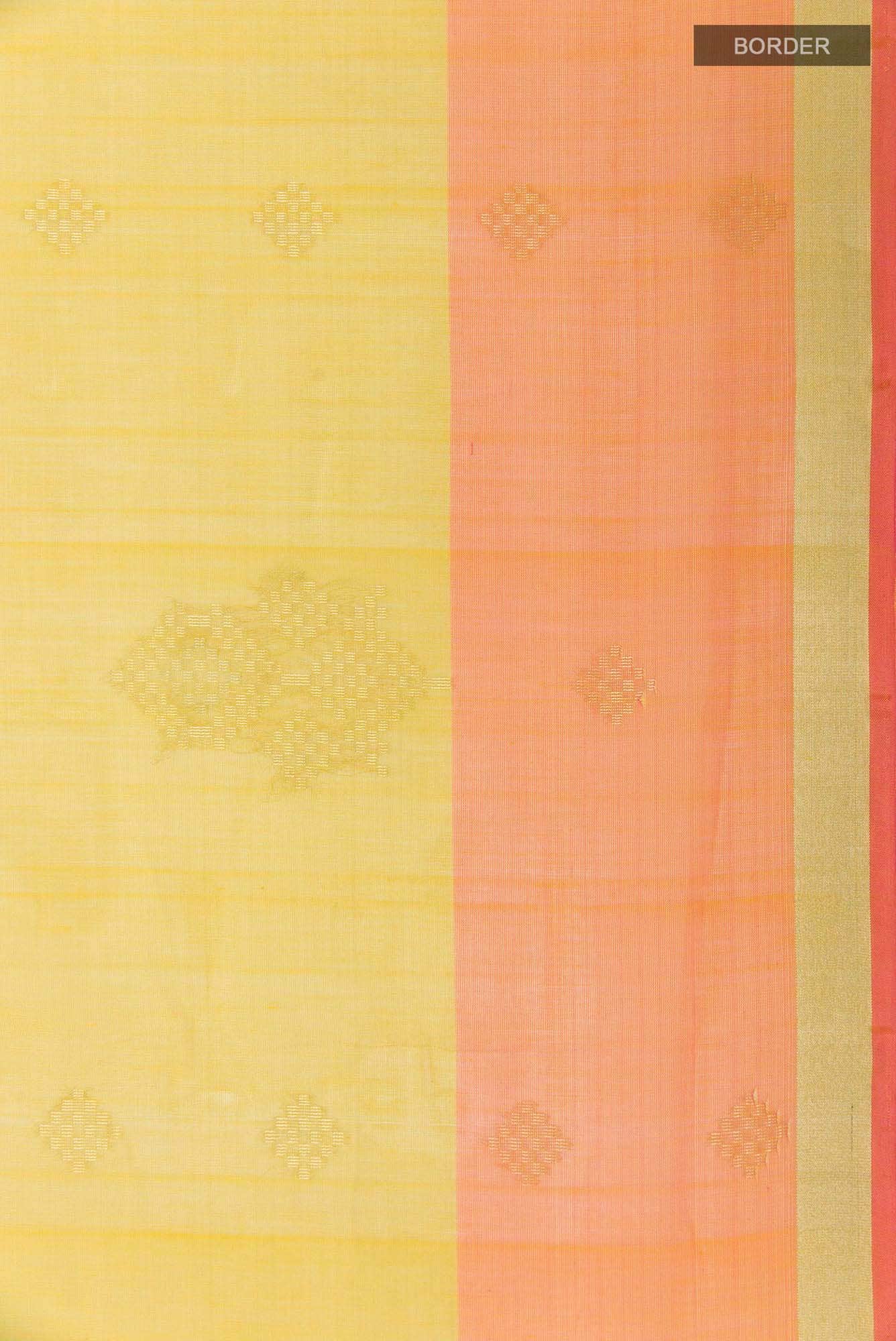 Yellow Blended Kora Silk Saree