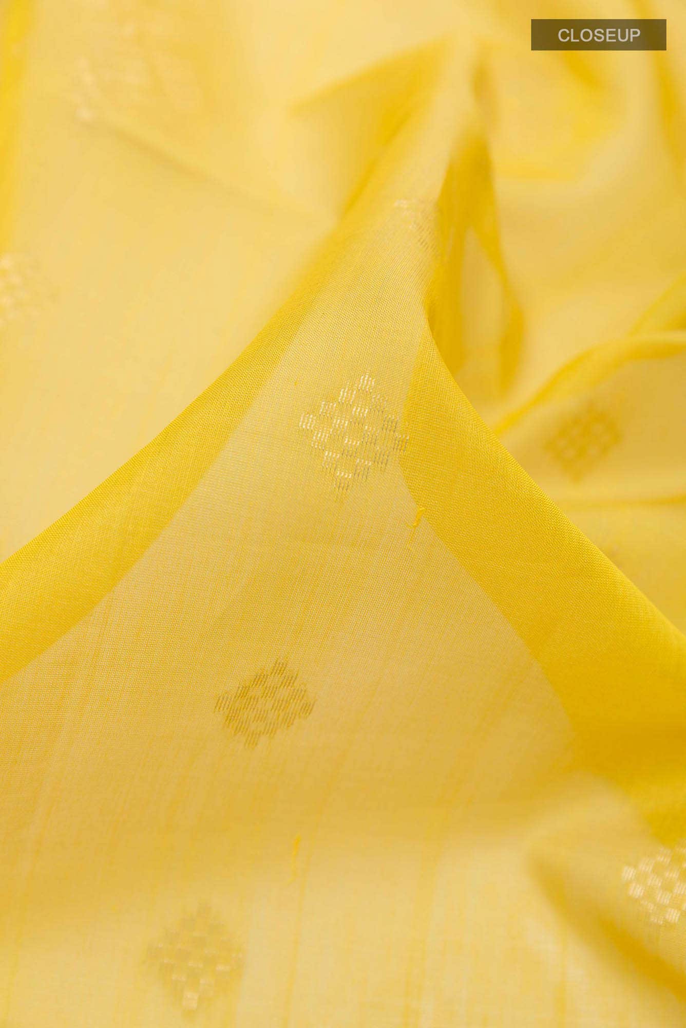 Yellow Blended Kora Silk Saree