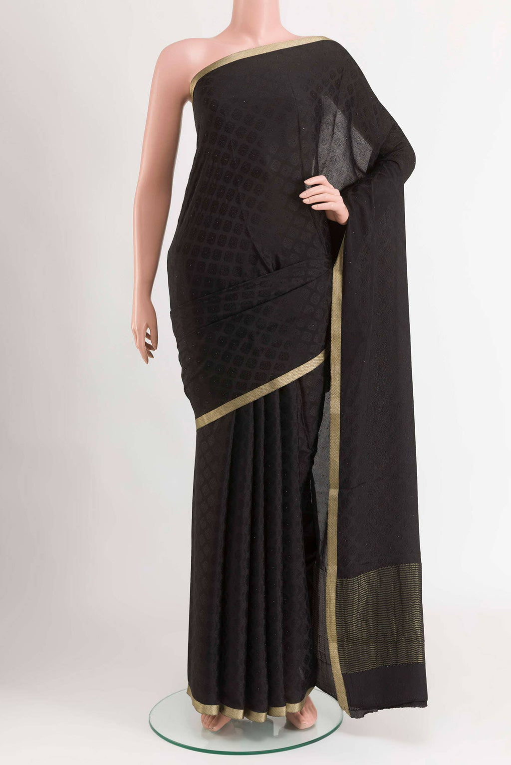 Black Mysore Crepe Saree