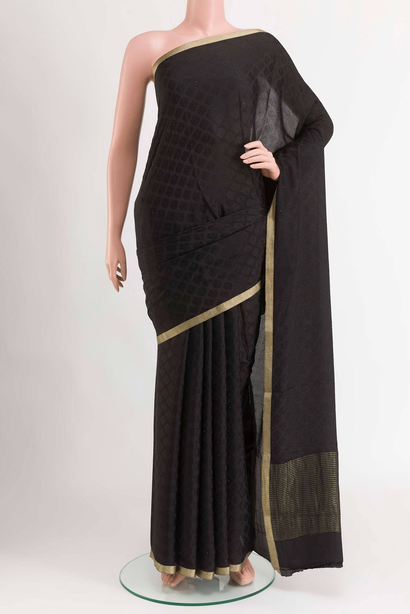 Black Mysore Crepe Saree