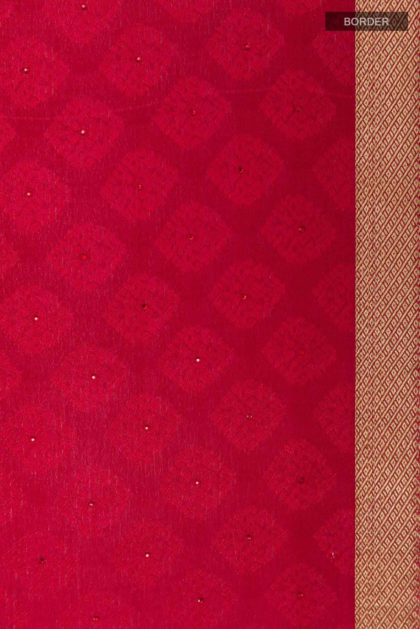 Red Mysore Crepe Saree