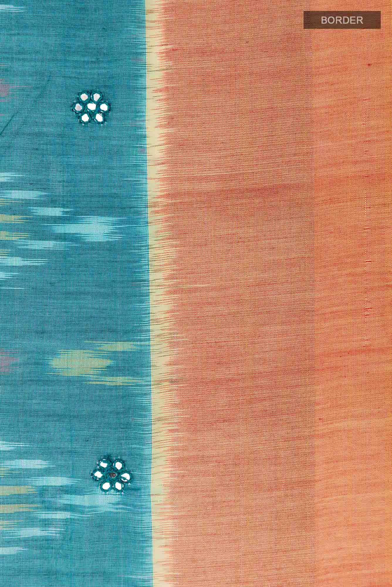 Blue Blended Kora Cotton Saree