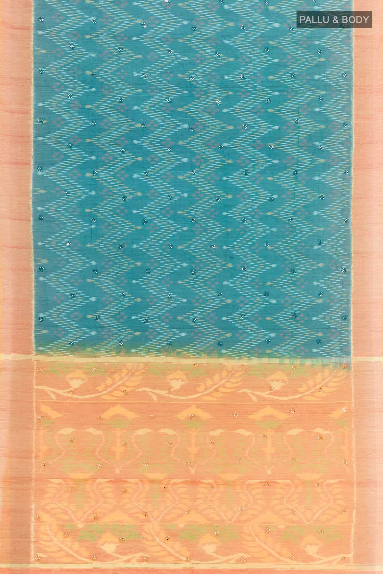 Blue Blended Kora Cotton Saree