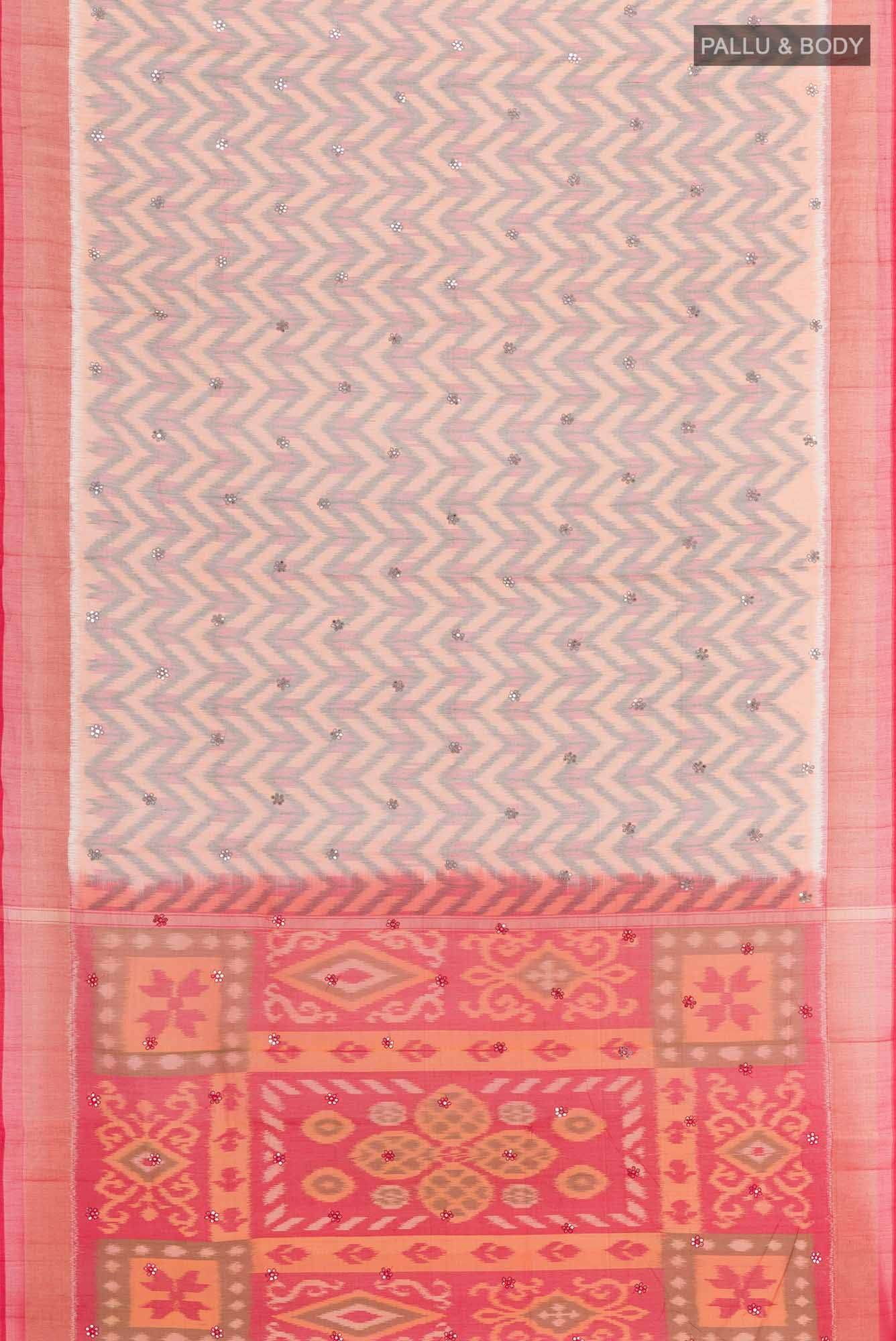 Grey Blended Kora Cotton Saree