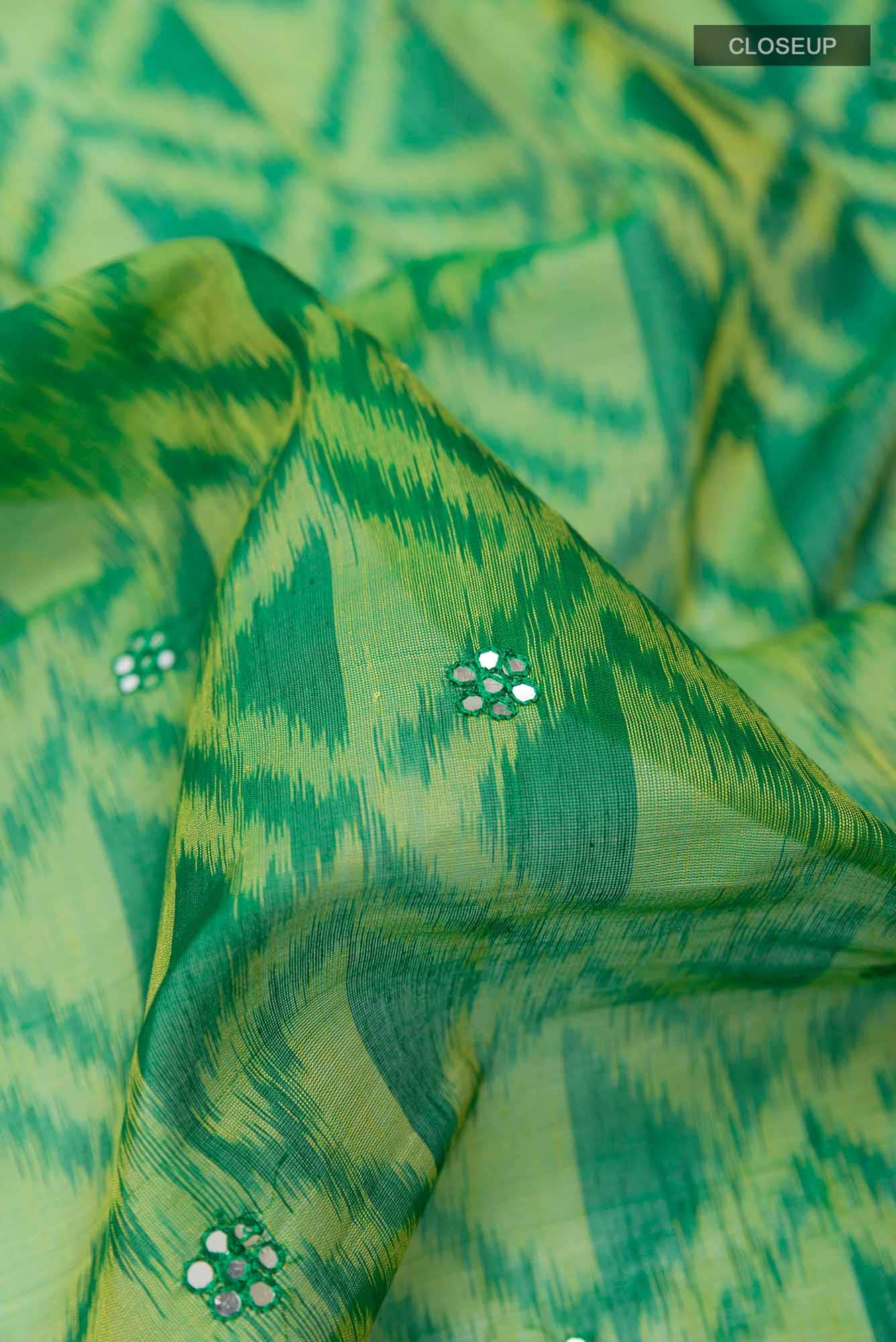Green Blended Kora Cotton Saree