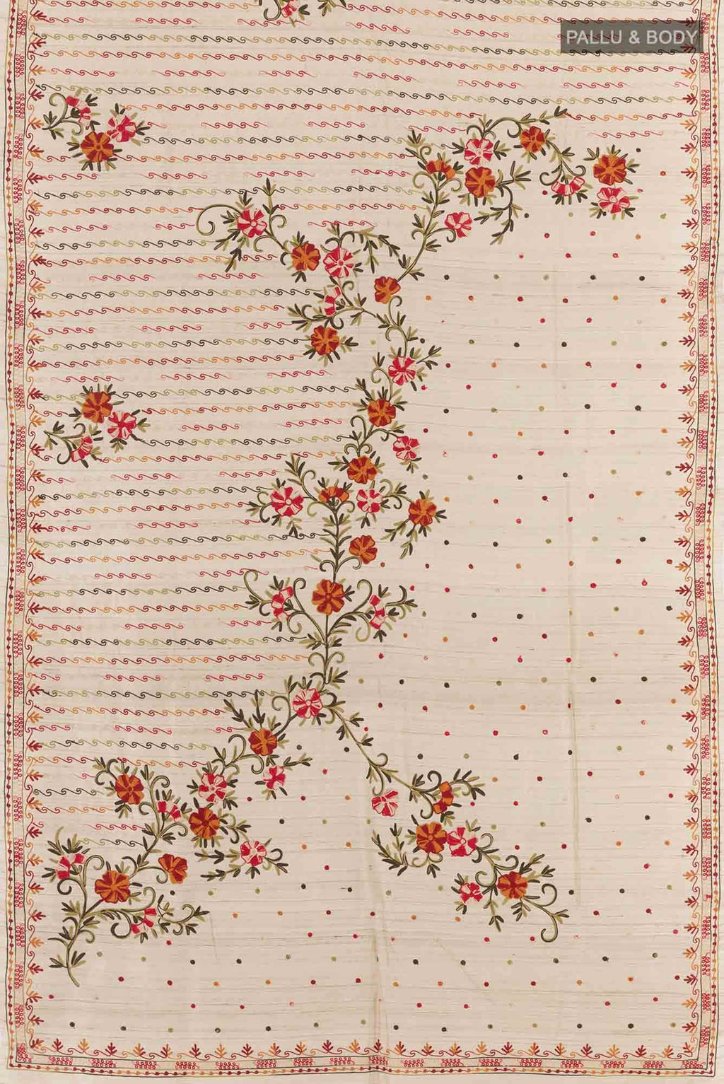 Off White Tussar Silk Saree