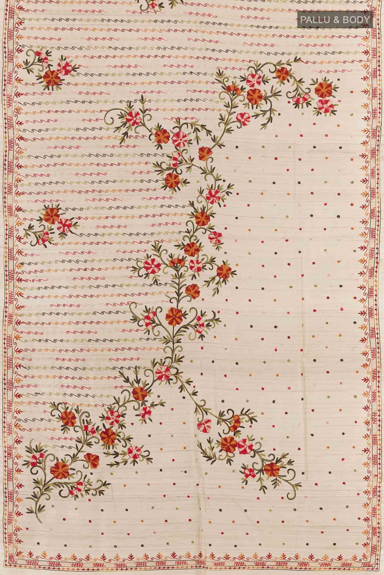 Off White Tussar Silk Saree