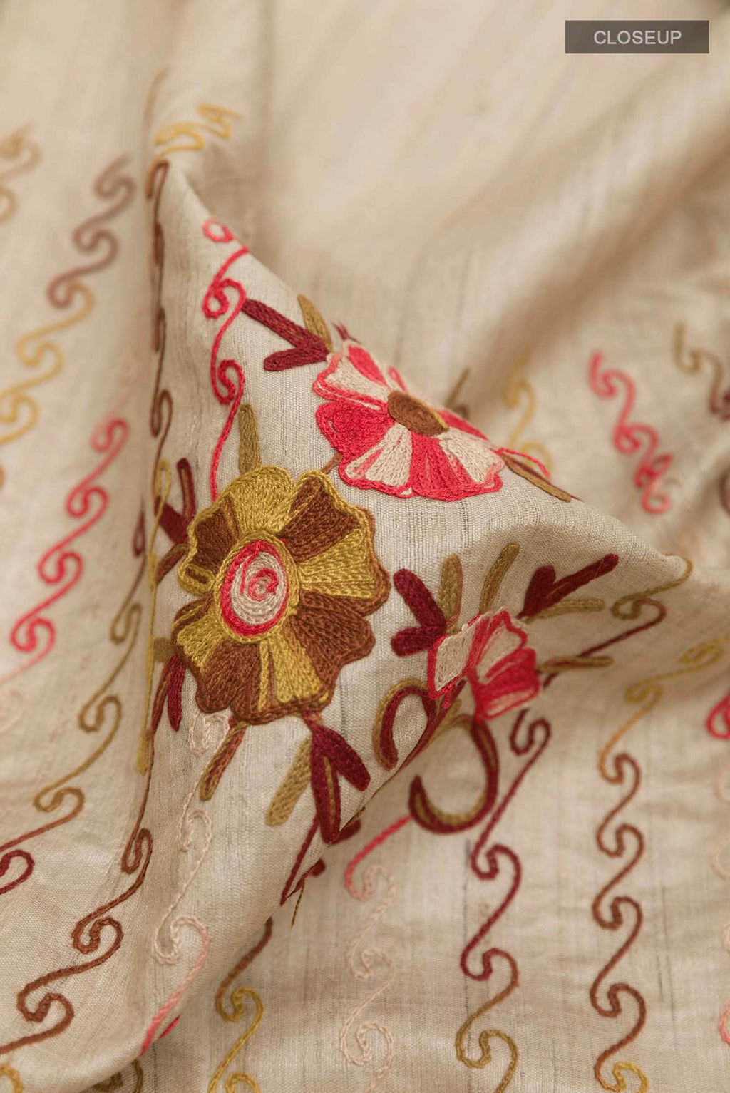 Off White Tussar Silk Saree