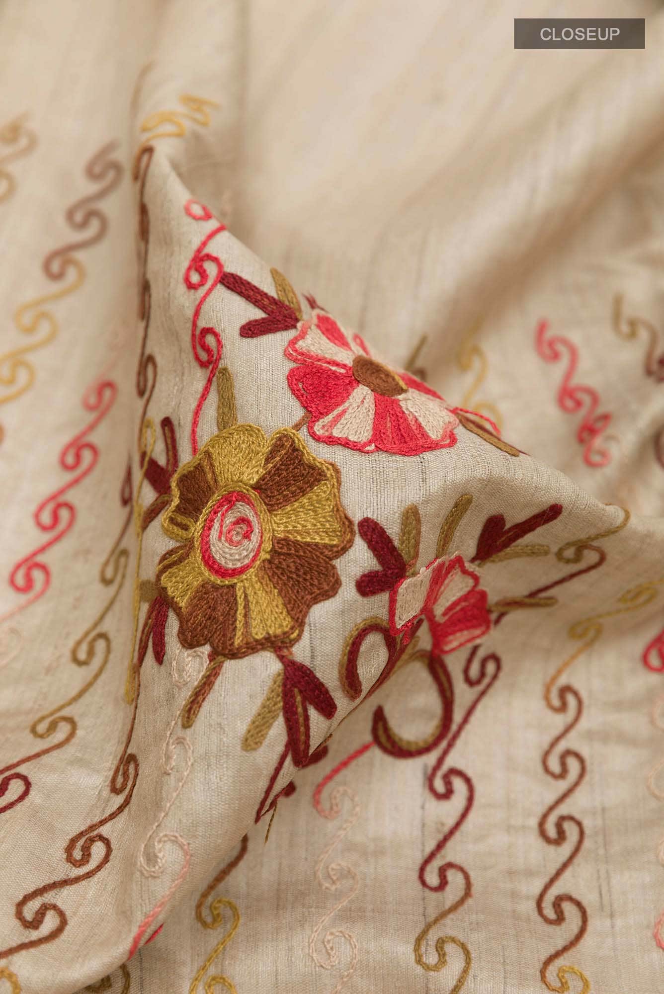 Off White Tussar Silk Saree