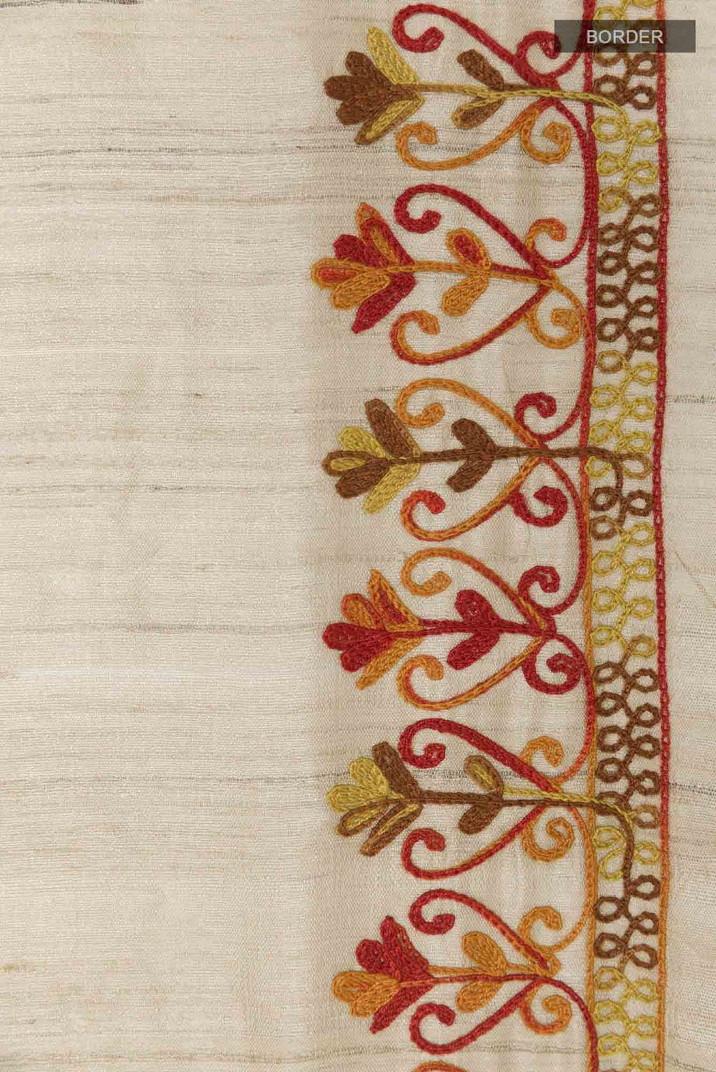 Beige Tussar Silk Saree