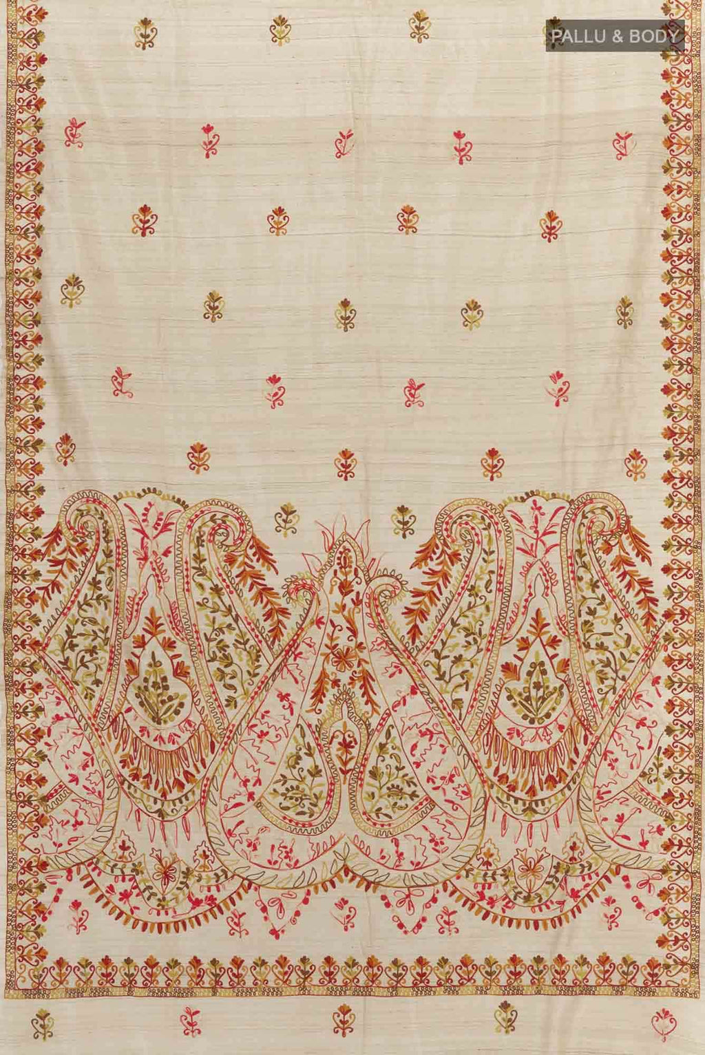 Beige Tussar Silk Saree