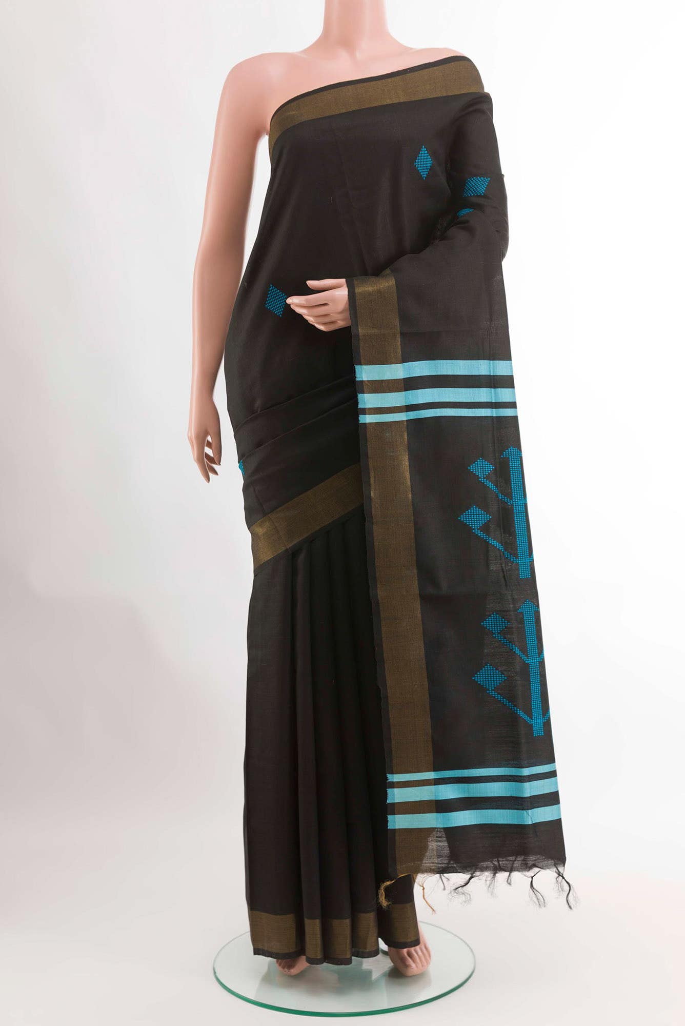 Black Tussar Silk Saree