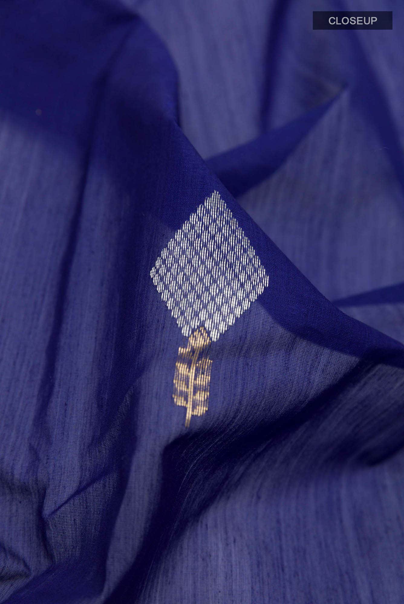Blue Blended Chanderi Silk Cotton Saree