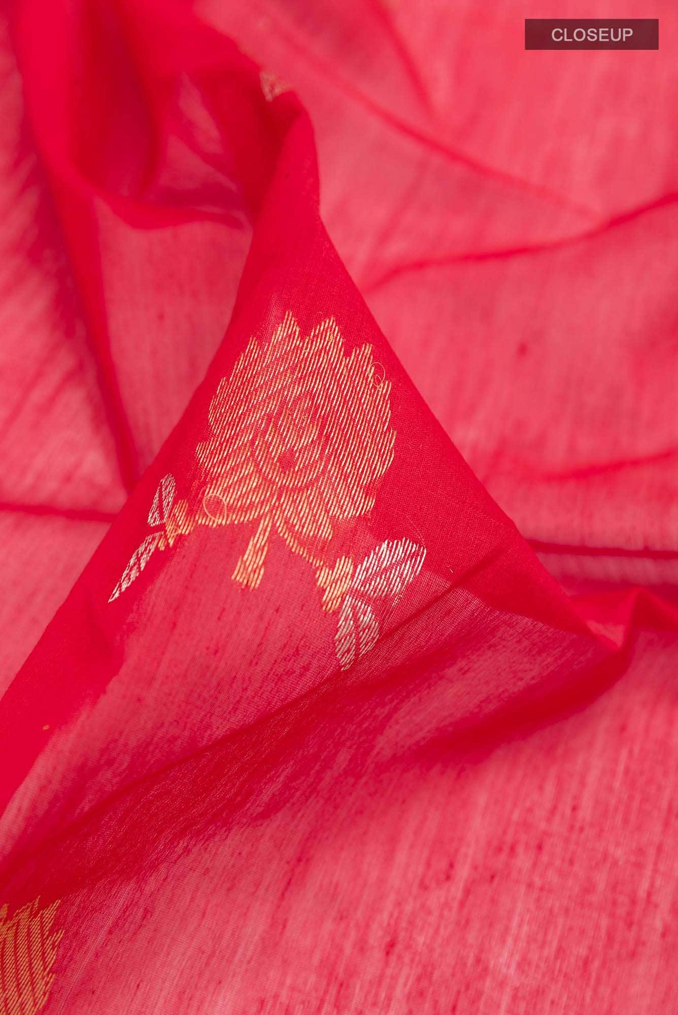Red Blended Chanderi Silk Cotton Saree