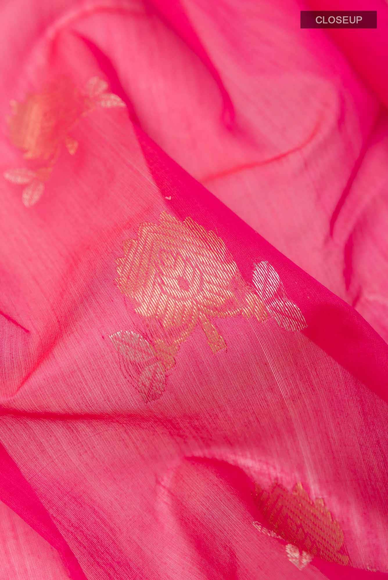Pink Blended Chanderi Silk Cotton Saree