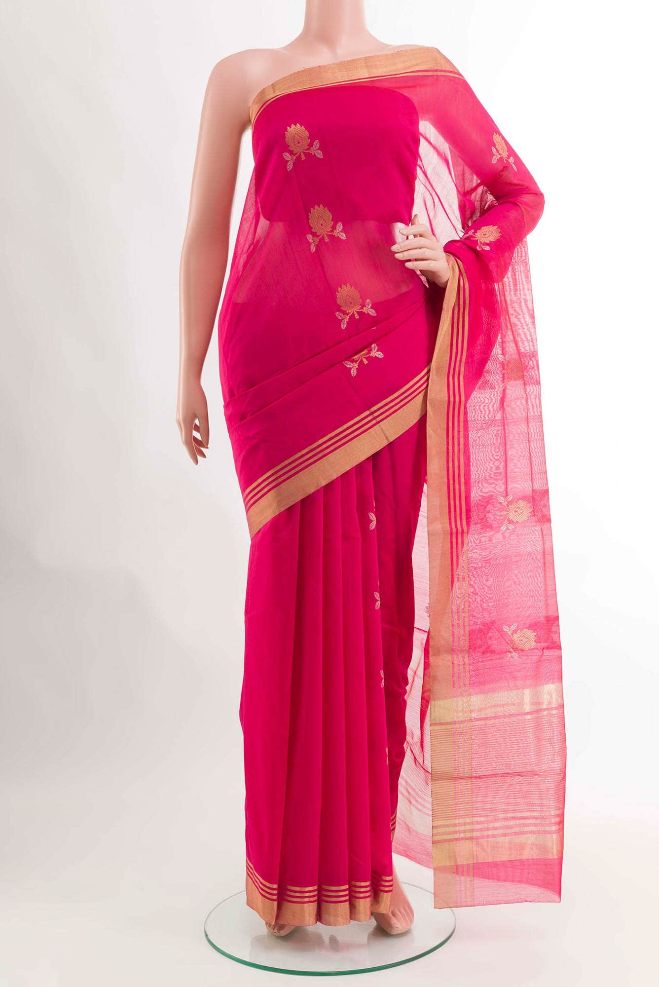 Pink Blended Chanderi Silk Cotton Saree