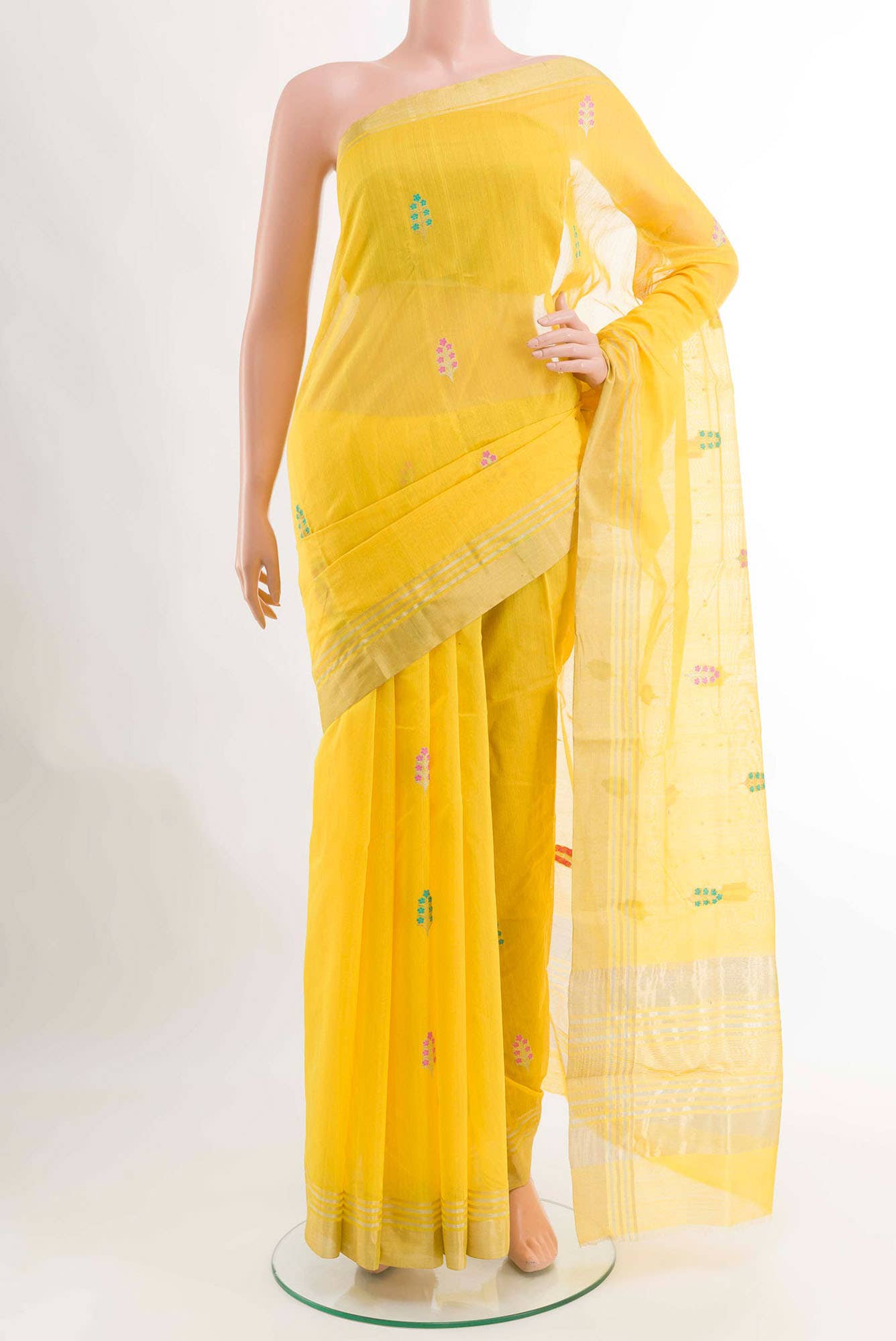 Yellow Blended Chanderi Silk Cotton Saree