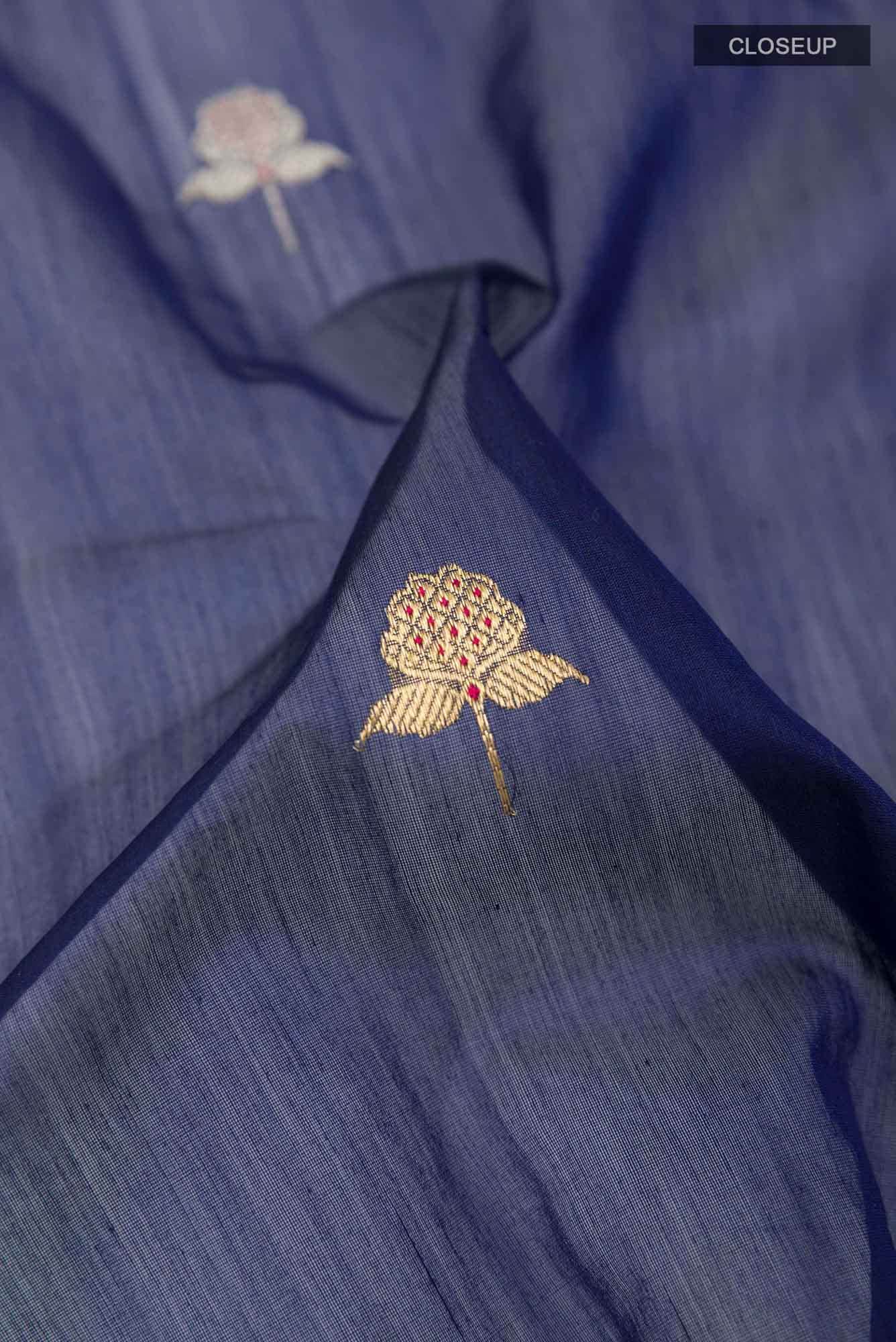 Blue Blended Chanderi Silk Cotton Saree