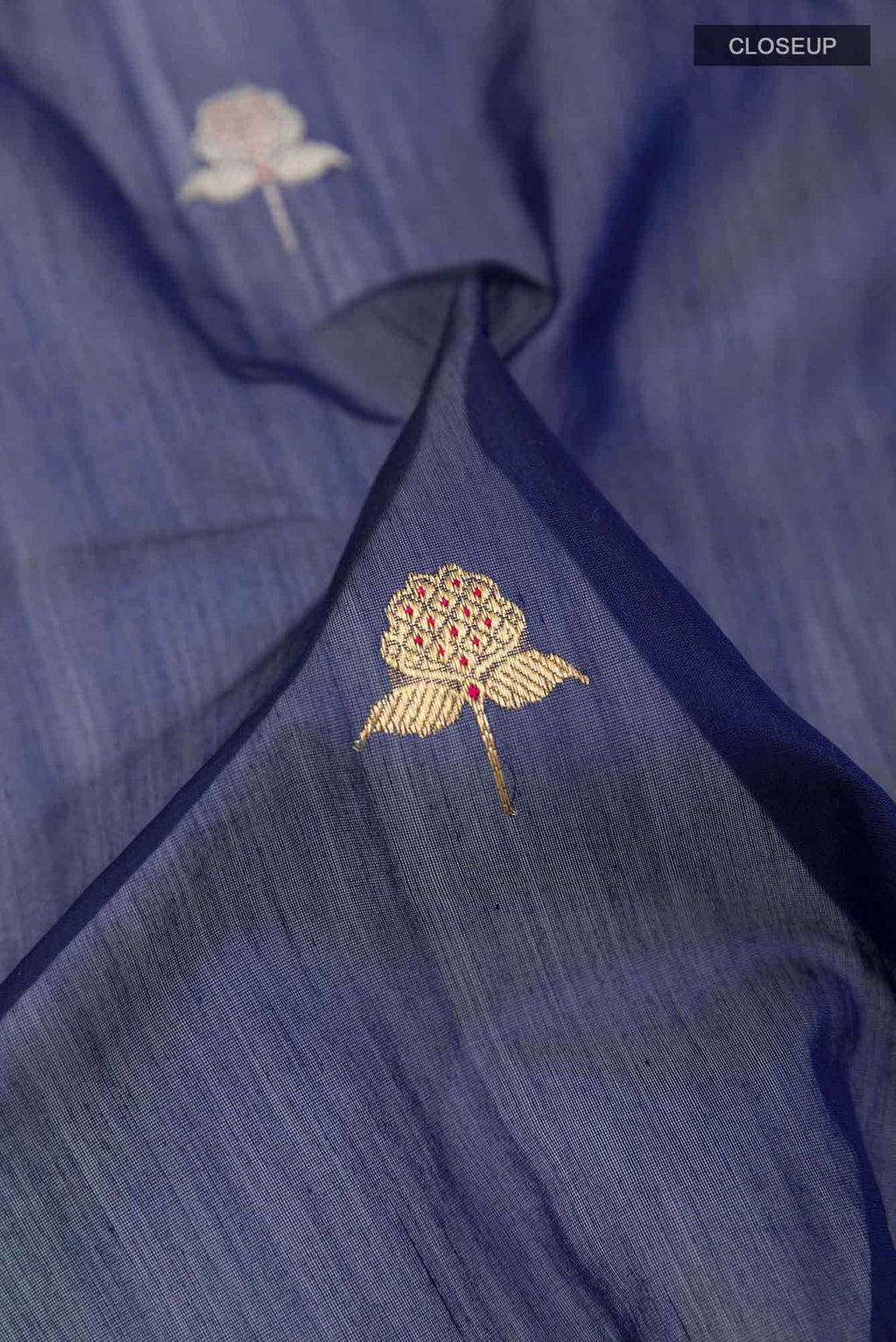 Blue Blended Chanderi Silk Cotton Saree