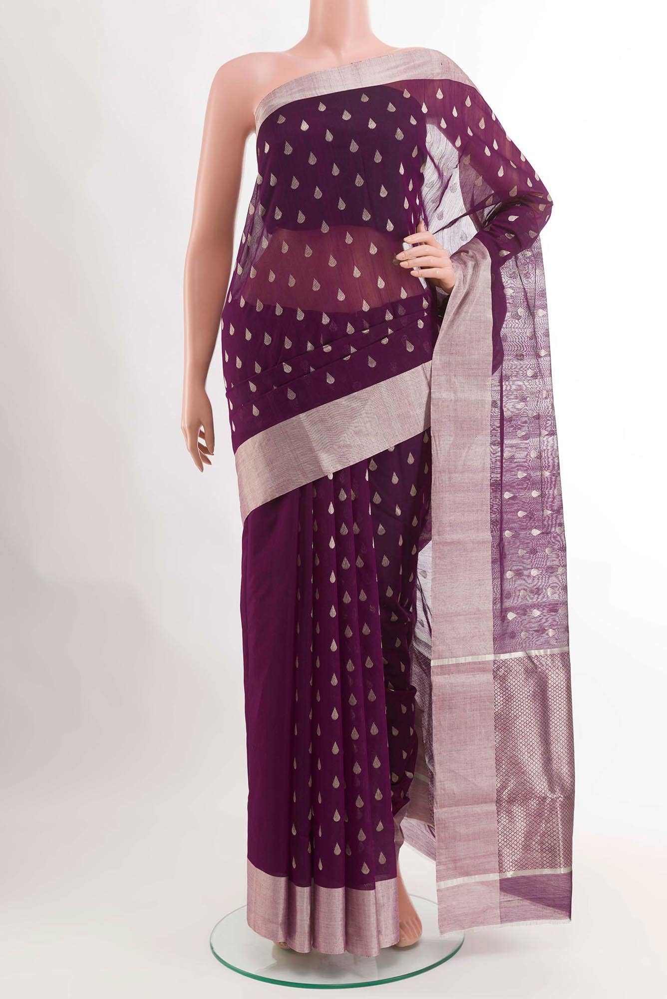 Purple Blended Poly Cotton Saree