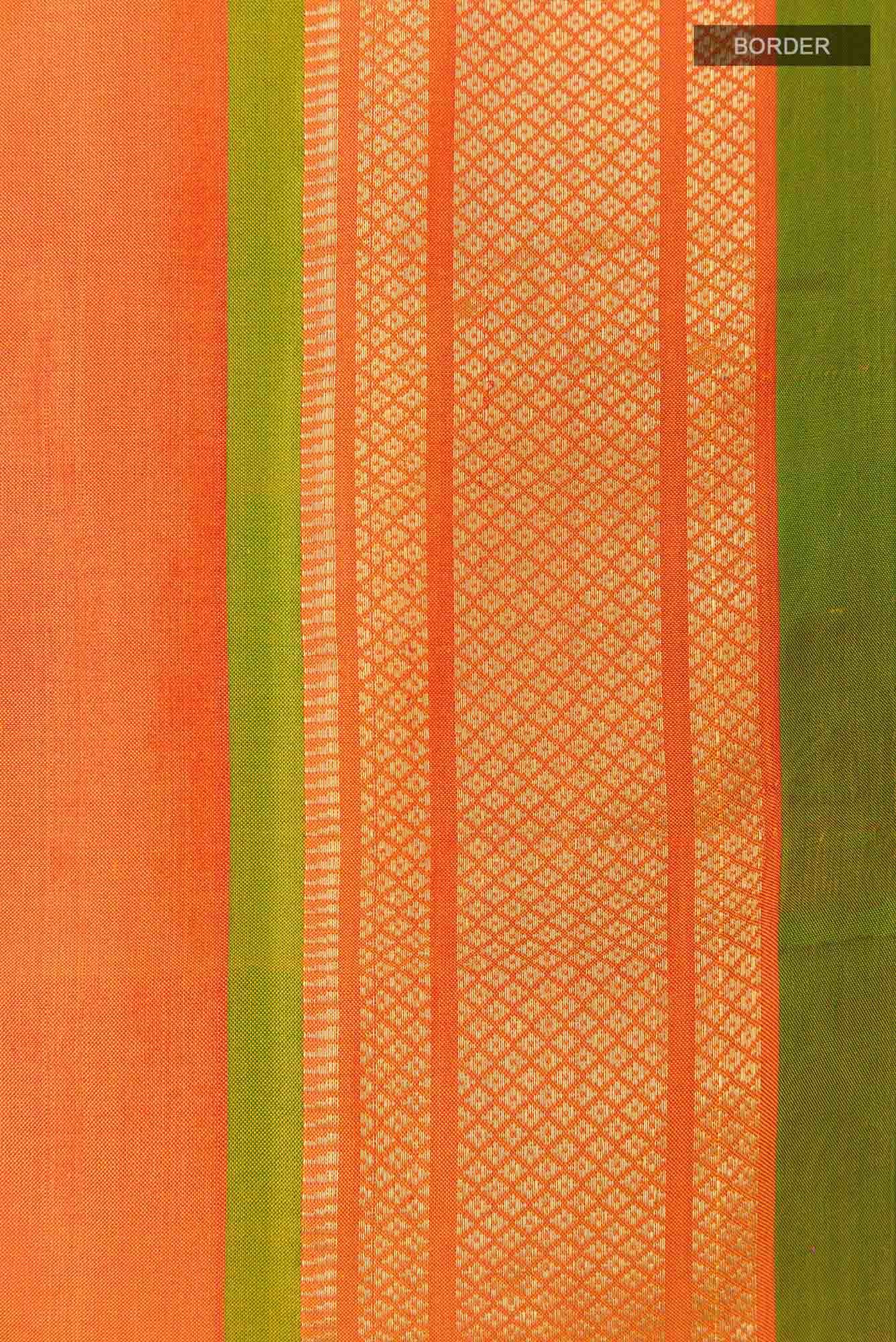 Orange Dual Tone Paithani Silk Saree