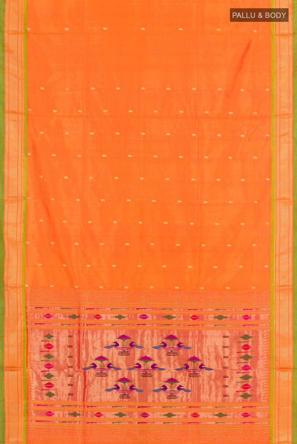 Orange Dual Tone Paithani Silk Saree