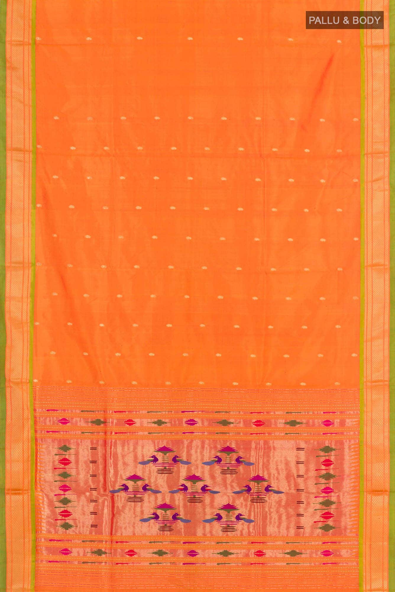 Orange Dual Tone Paithani Silk Saree