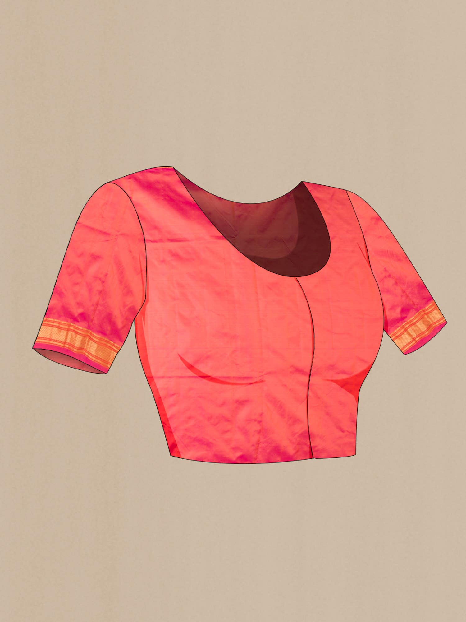 Peach Paithani Silk Saree