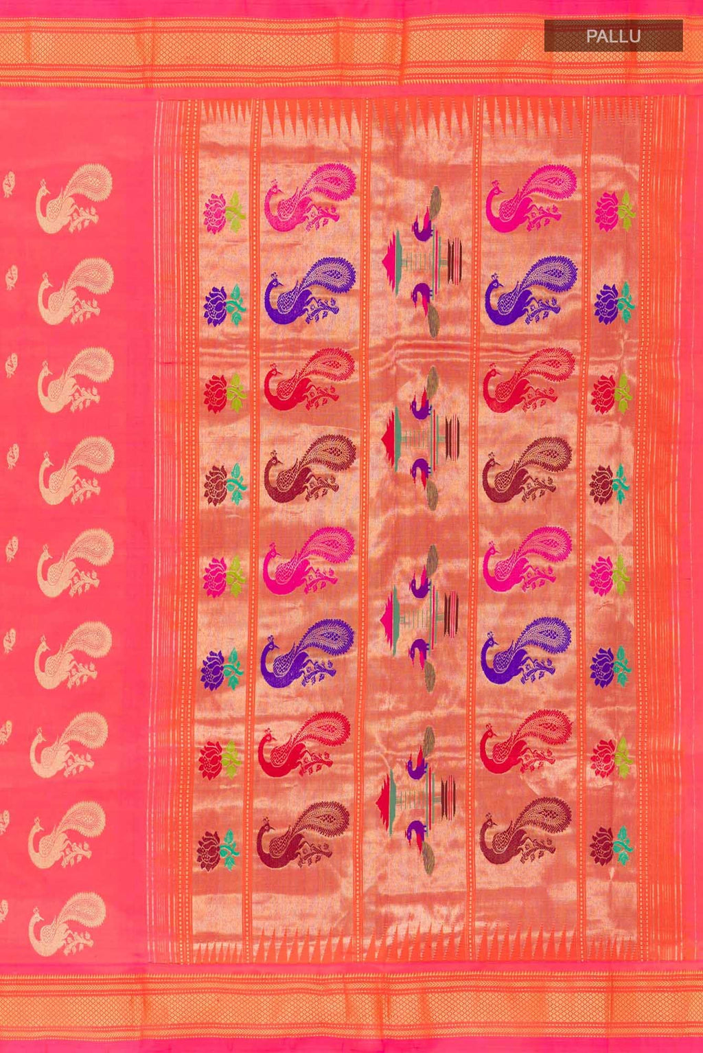 Peach Paithani Silk Saree