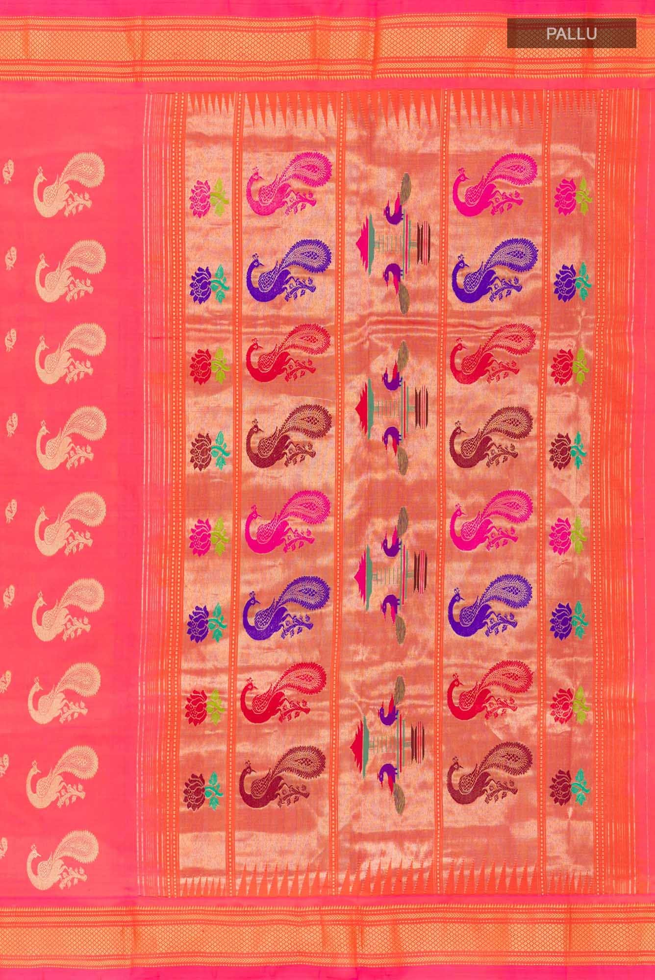 Peach Paithani Silk Saree